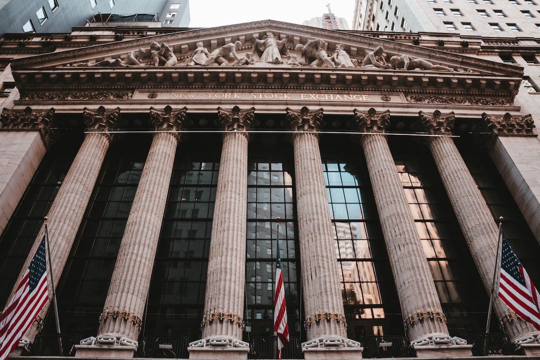 The columned facade of the New York Stock Exchange