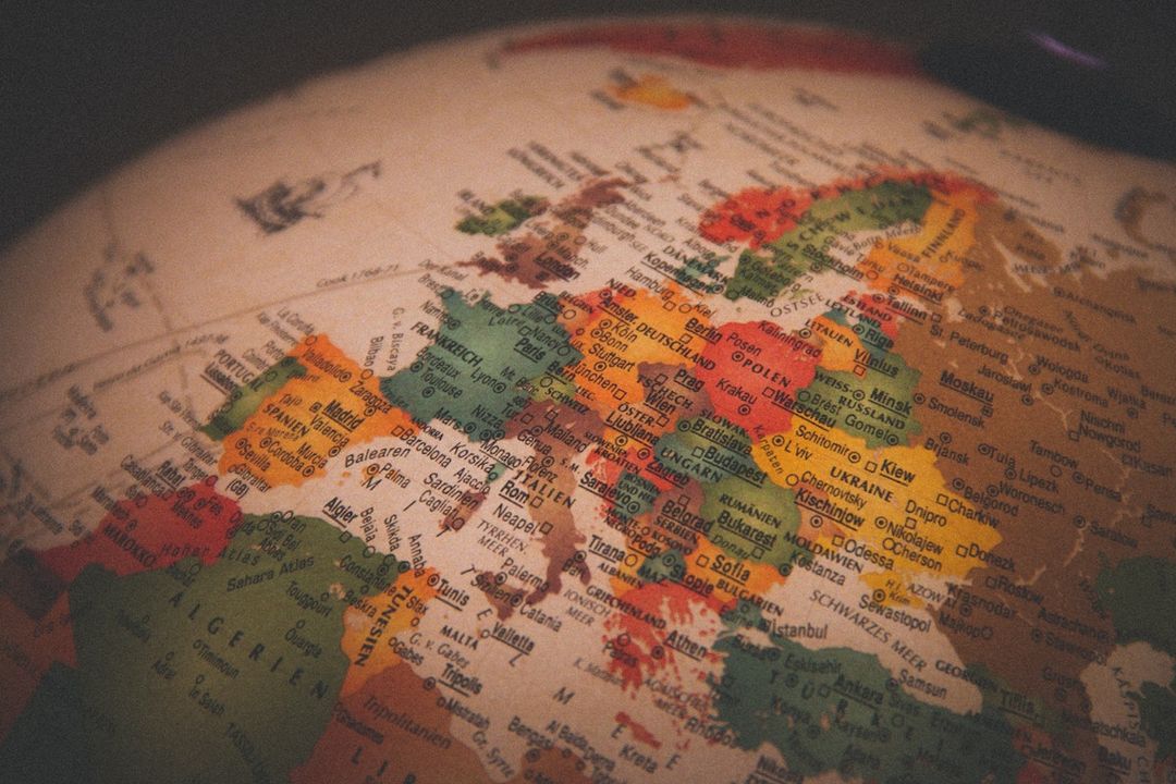 A close view of Europe and North Africa on a globe